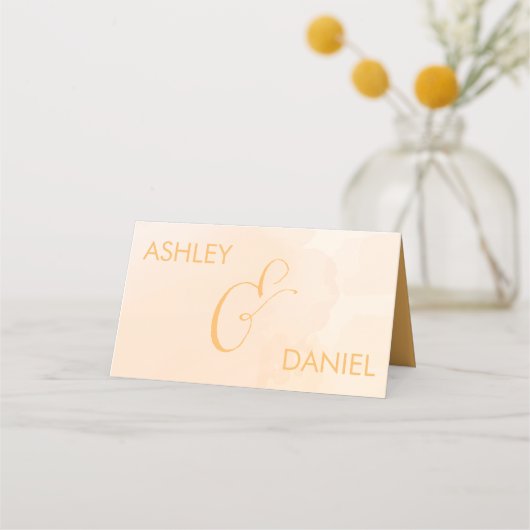 アプリコット水結婚色のテーブル番号座席表 プレイスカード (裏面)