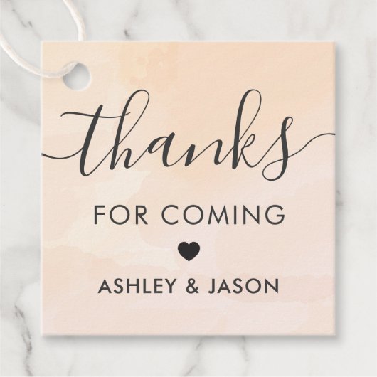 アプリコット水結婚色の感謝ギフトラベル フェイバータグ (正面)