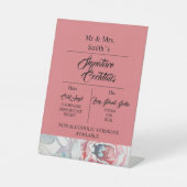 アプリコット水色バラシグネチャー結婚ズカクテル 台座サイン (正面)