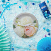 アプリコット色の白い牡丹バラ ペーパープレート (パーティー)