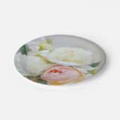 アプリコット色の白い牡丹バラ ペーパープレート (アングル)