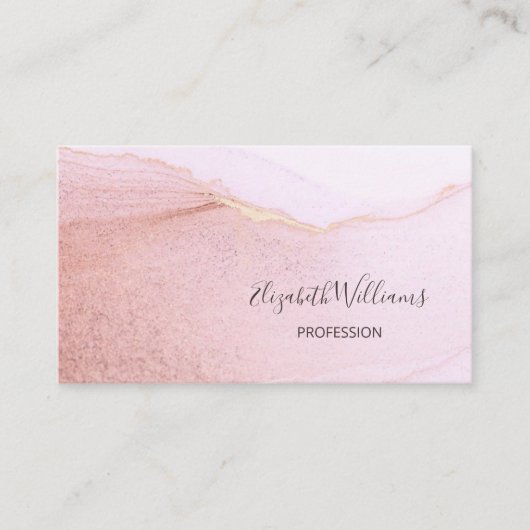 アプリコット金ゴールドインクマーブル | QRコード 名刺 (正面)