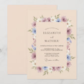 アプリコット・セレンのロマンティックな結婚式 招待状 (正面/裏面)