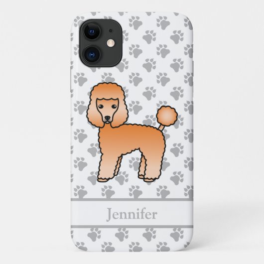 アプリコット トイプードル かわいい カートゥーン 犬 + 名前 Case-Mate iPhoneケース (裏面)