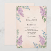アプリコット・ペリウィンクル・フジの結婚式 招待状 (正面/裏面)