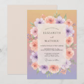 アプリコット ラベンダー 幻想的な春の結婚式 招待状 (正面/裏面)