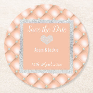 アプリコッモダンチPEACH DIAMOND SAVE THE DATE COASTER ラウンドペーパーコースター