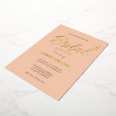 アプリコモダンットシンプルブライダルシャワー金ゴールド 箔招待状 (回転した状態)