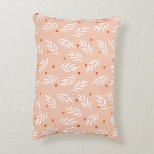 アプリコモダンットピンクフローラ葉パターン アクセントクッション (裏面(縦))