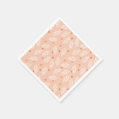 アプリコモダンットピンクフローラ葉パターン スタンダードカクテルナプキン (角)