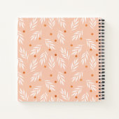 アプリコモダンットピンクフローラ葉パターン ノートブック (裏面)