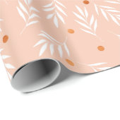 アプリコモダンットピンクフローラ葉パターン ラッピングペーパー (ロールコーナー)