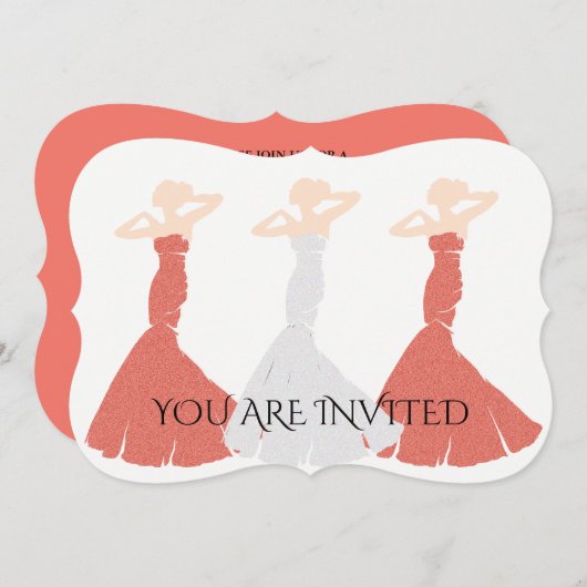 アプリコ結婚ットは私の花嫁付き添いブライダルパーティ 招待状 (正面/裏面)