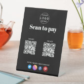 アプリシンプルの支払いにロゴをスキャン2 QRコードブラック 台座サイン (インサイチュ)
