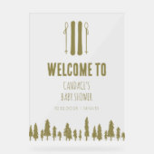 アプリススキーウィンターテーマピンクベビーシャワーウェルカム アクリルサイン (正面)