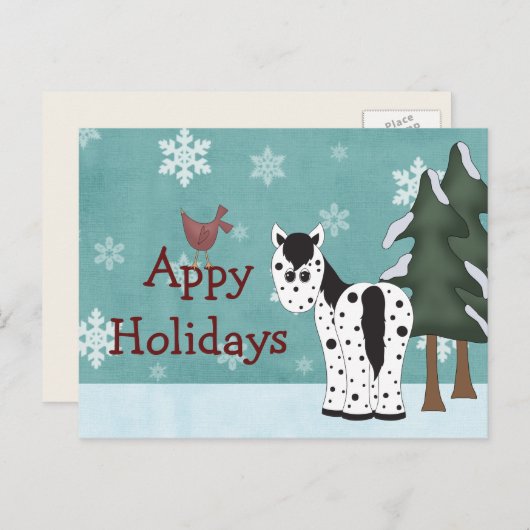 アプリホリデーズホースクリスマスグリーティングポストカード シーズンポストカード (正面/裏面)