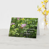 アプリル·フール·バタフライオン·薄紫低木カード カード (黄色い花)