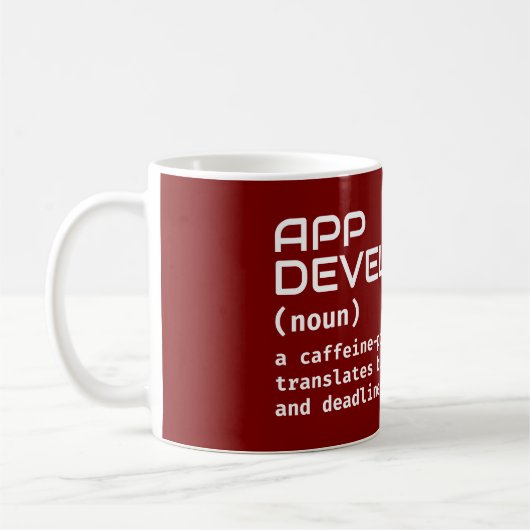 アプリ開発者のコーヒーマグ - 定義ユーモア コーヒーマグカップ (左)