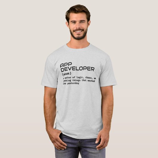 アプリ開発者 メンズTシャツ - 面白い定義 Tシャツ (正面フル)
