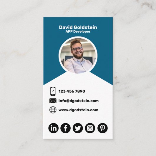 アプリ開発者 - 青 名刺 (正面)