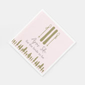 アプレーススキピンクウィンターブライダルシャワー スタンダードランチョンナプキン (角)