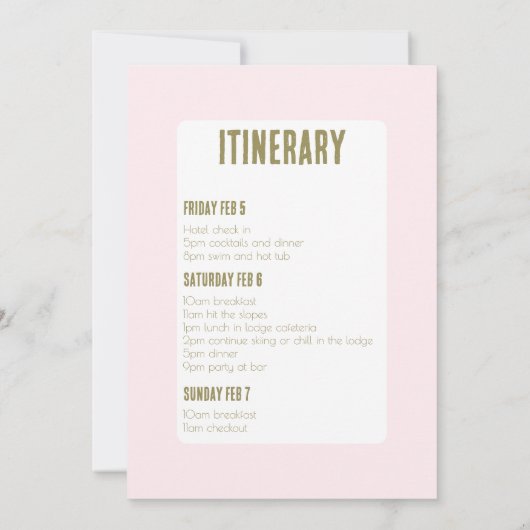 アプレーススキーウィンターテーマバチェロレッテ 招待状 (裏面)