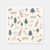 アプレーススキーウィンターパーティーシャンパンピンクナプキンス スタンダードカクテルナプキン (正面)