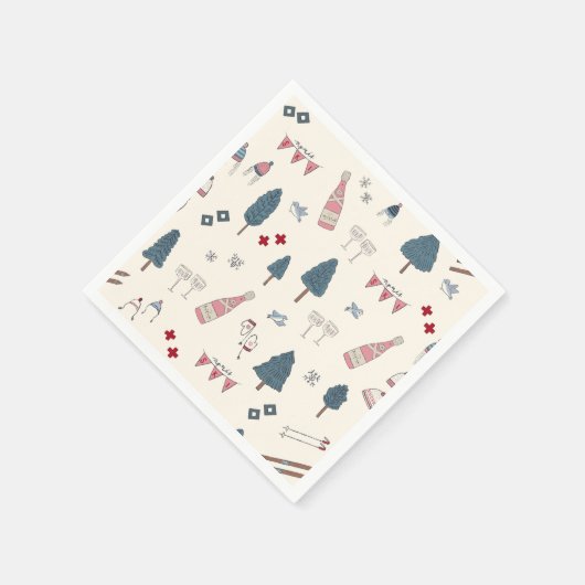 アプレーススキーウィンターパーティーシャンパンピンクナプキンス スタンダードカクテルナプキン (角)