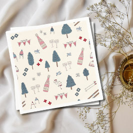 アプレーススキーウィンターパーティーシャンパンピンクナプキンス スタンダードカクテルナプキン