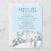 アプレーススキーウィンターマウンテンウォーターカラーブライダルシャワー 招待状 (正面)