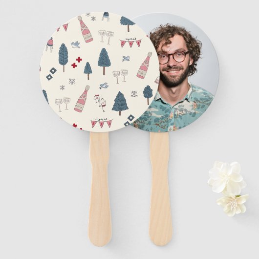 アプレーススキーウィークエンドバチェロレッテゲームグルームズ顔 ハンドファン (正面&裏面)