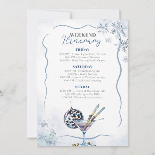 アプレーススキーウィークエンド旅程バチェロレッテ 招待状 (裏面)