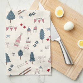 アプレーススキーキャビンデコールシャンパーニュ キッチンタオル