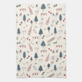 アプレーススキーキャビンデコールシャンパーニュ キッチンタオル (縦)