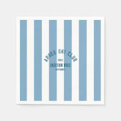 アプレーススキークラブクレストレトロブルーストライプスキーパーティー スタンダードカクテルナプキン (正面)