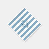 アプレーススキークラブクレストレトロブルーストライプスキーパーティー スタンダードカクテルナプキン (角)