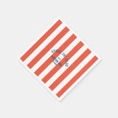 アプレーススキークラブクレストレトロレッドストライプスキーパーティー スタンダードカクテルナプキン (角)
