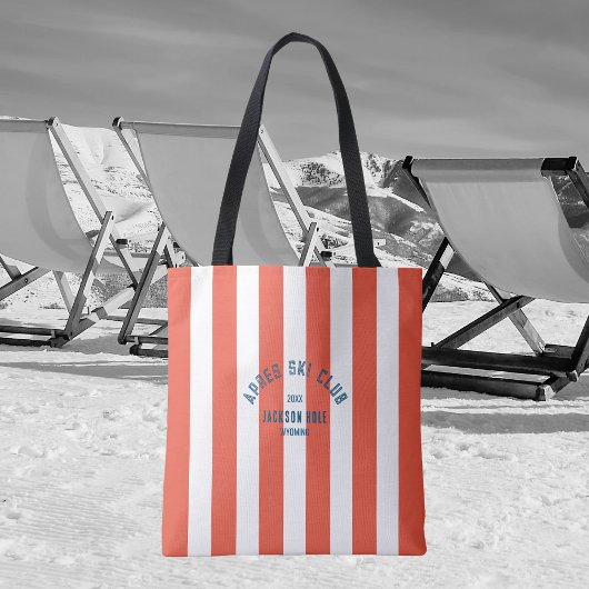 アプレーススキークラブレトロレッドストライプスキーアクセサリー トートバッグ