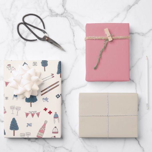 アプレーススキーラバーウィンターピンクシャンパン ラッピングペーパーシート (正面)