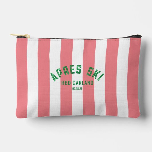 アプレーススキー2025ピンクカバナストライプ アクセサリーポーチ (正面)