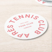 アプレ テニス クラブ カスタム ピンク クレスト ラウンドペーパーコースター (アングル)