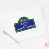 アベニューデシャンゼリゼパリ通りサイン 楕円形シール (封筒)