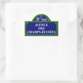 アベニューデシャンゼリゼパリ通りサイン 楕円形シール (バッグ)