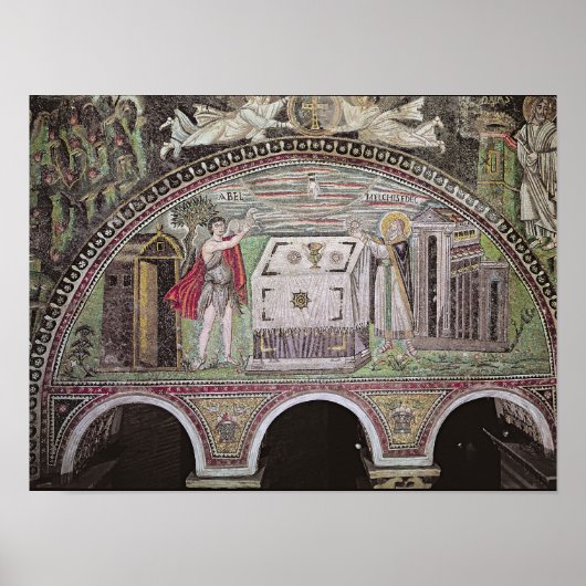 アベルとメルキセデチが祭壇に供える供え物 ポスター (正面)
