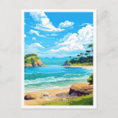 アベルタスマンナショナルパークトラベルイラストレーション ポストカード (正面)