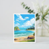 アベルタスマンナショナルパークトラベルイラストレーション ポストカード (スタンド正面)