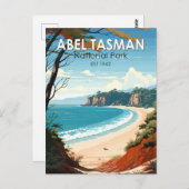 アベルタスマンナショナルパークニュージーランドトラベルレトロ ポストカード (正面/裏面)