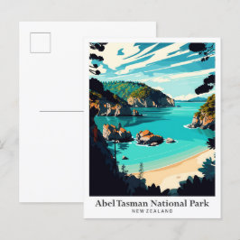 アベルタスマンニュージーランドヴィンテージトラベルポートレート ポストカード