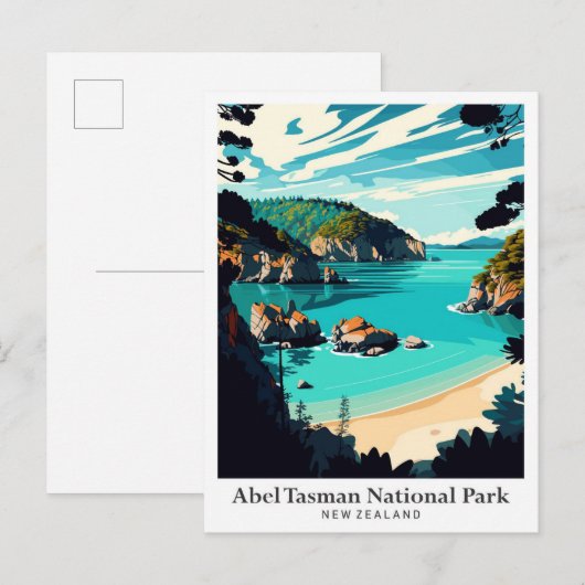 アベルタスマンニュージーランドヴィンテージトラベルポートレート ポストカード (正面/裏面)