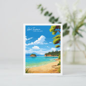 アベルタスマンニュージーランド旅行イラストレーション ポストカード (スタンド正面)